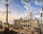 乔万尼 保罗 帕尼尼 : The Piazza And Church Of Santa Maria Maggiore